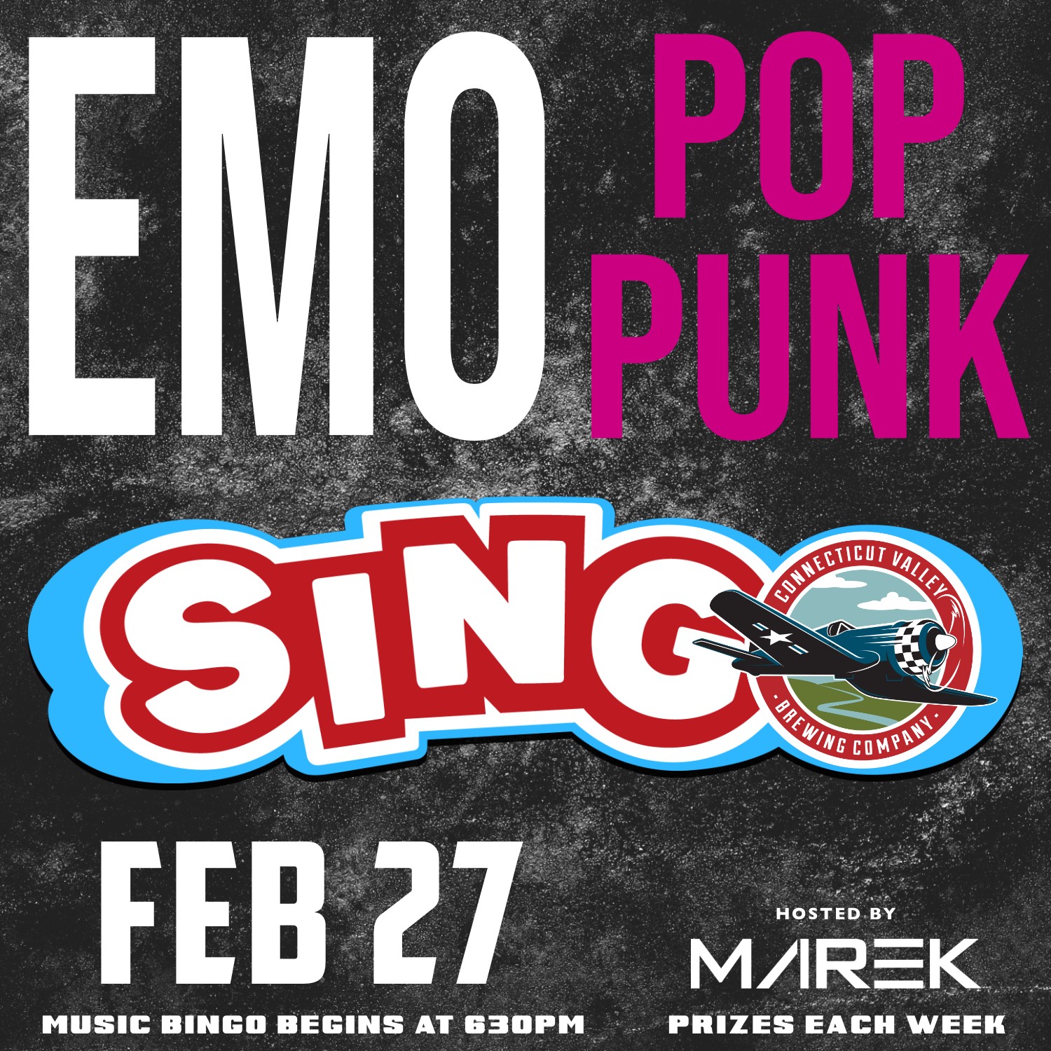 Singo Bingo: Emo Pop Punk (2-27-24) - Connecticut Valley Brewing