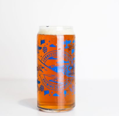 Connecticut Valley Brewing Company blue wrapped can glass