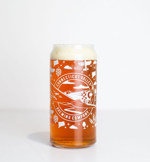 Connecticut Valley Brewing Company White Wrapped Can Glass