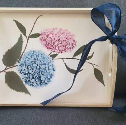 Tray Painting Hydrangeas