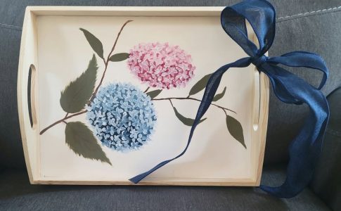 Tray Painting Hydrangeas