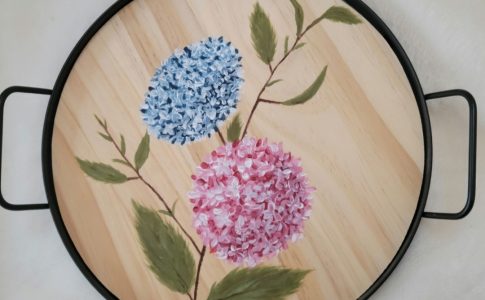 Tray Painting Hydrangeas